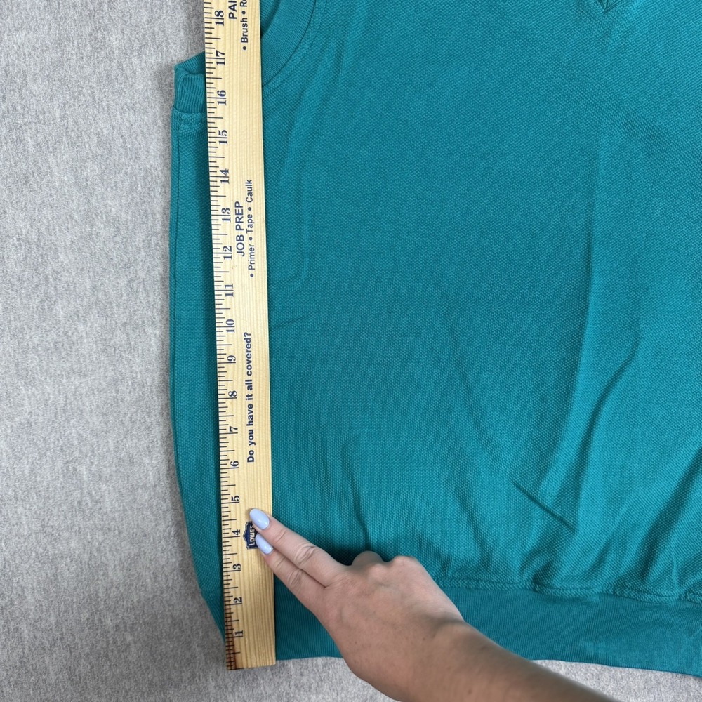 Vintage Tommy Hilfiger Golf Sweater Vest Men L Teal Crest V Neck 100% Cotton - Picture 6 of 9